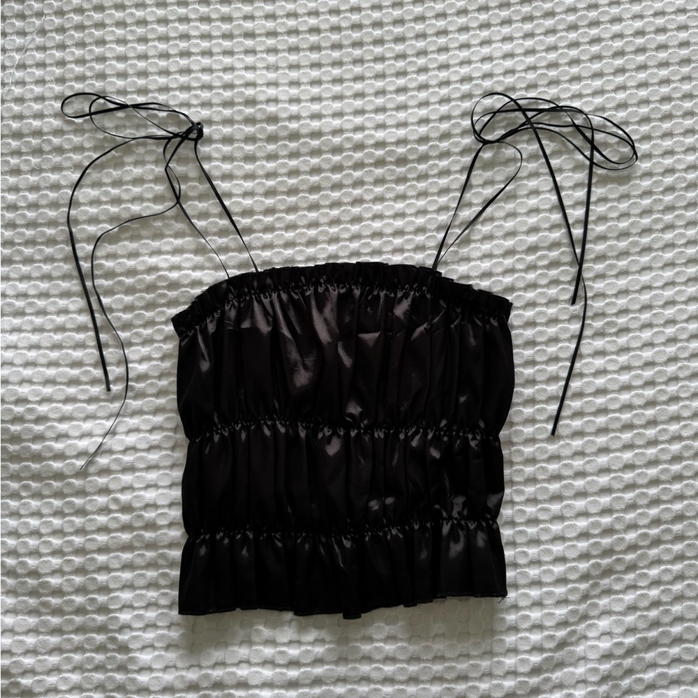 SHEIN Black Ruched Tank Top